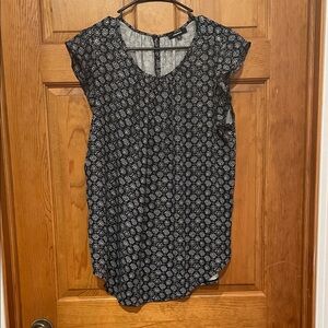 Premise Black with Blue Floral Pattern Blouse